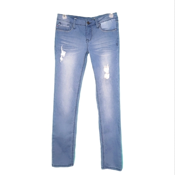 Vigoss Other - Vigoss The Jagger Skinny Light Wash Distressed Low Rise Girls Jeans Size 12